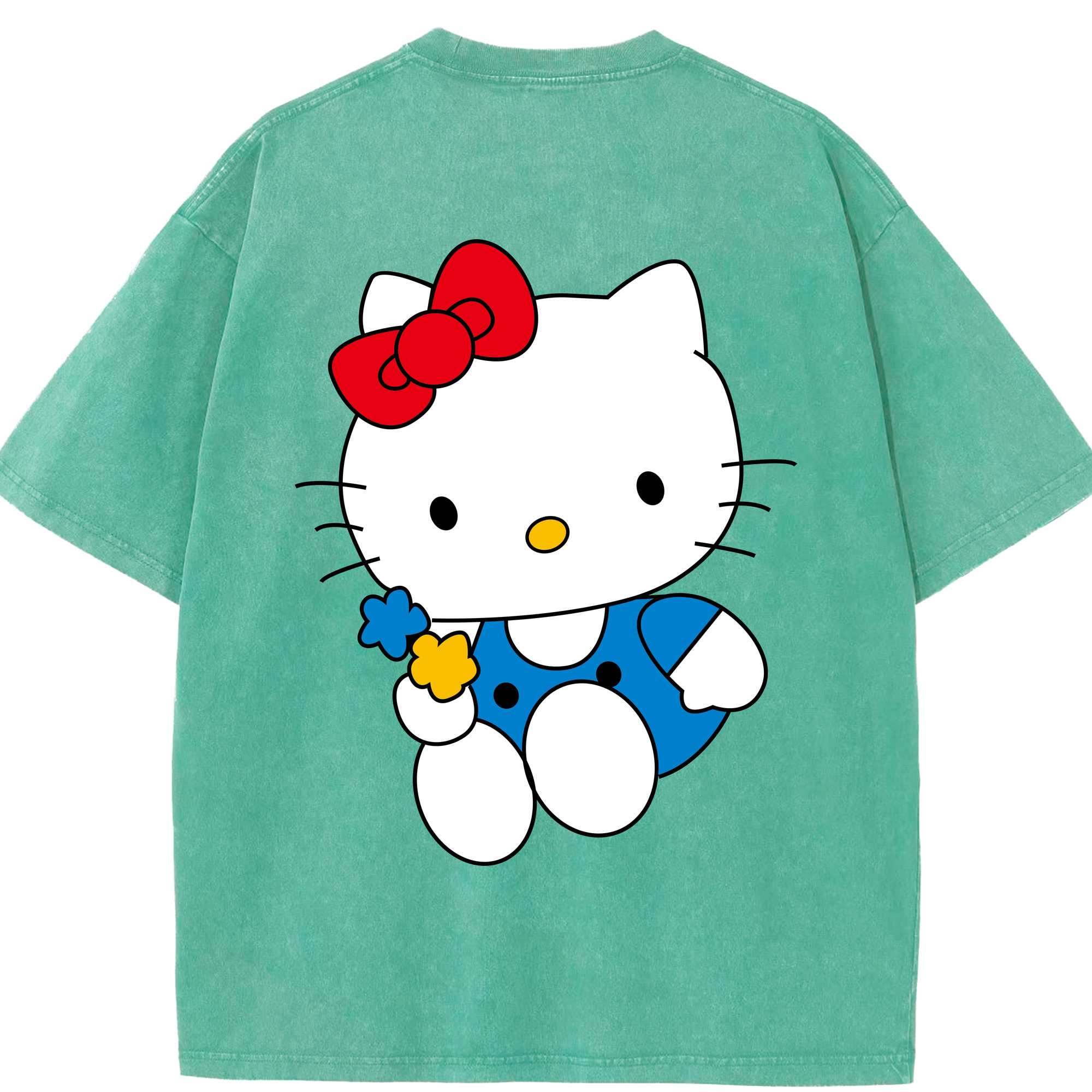 （画像用） Hello Kitty ハローキティ 綿100% ヴィンテージ風 半袖Tシャツ（背面プリント）